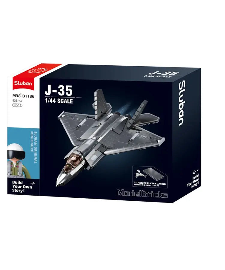 Sluban ModelBricks - J-35S Stealth Aircraft Metal Coated Sluban