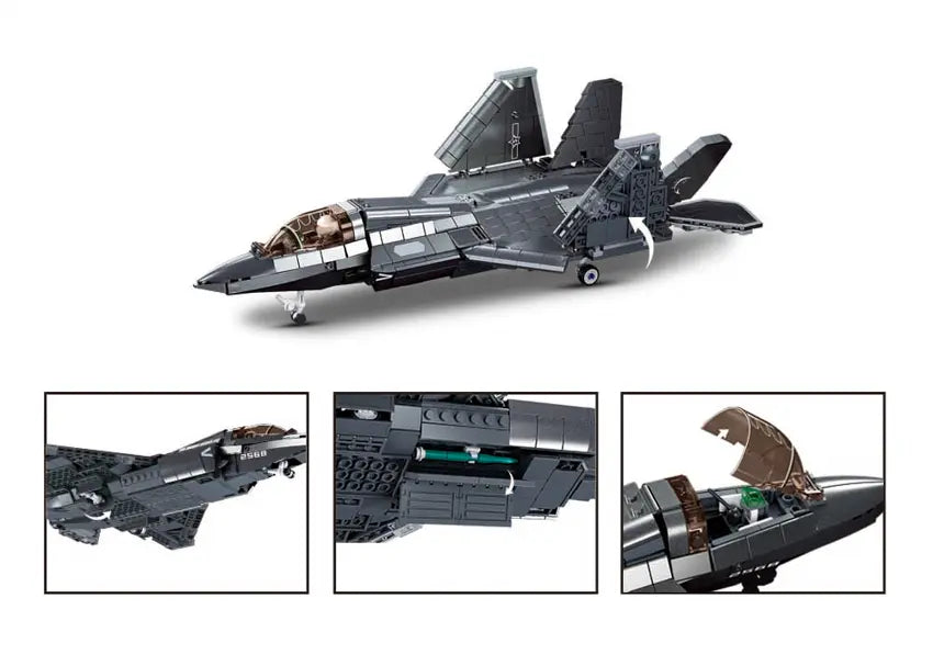 Sluban ModelBricks - J-35S Stealth Aircraft Metal Coated Sluban