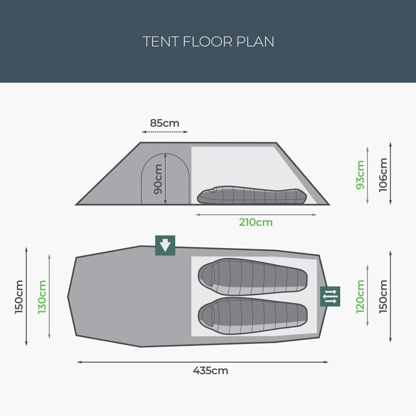 Highlander Forces Respite 2 Person Extended Tunnel Tent Highlander Forces