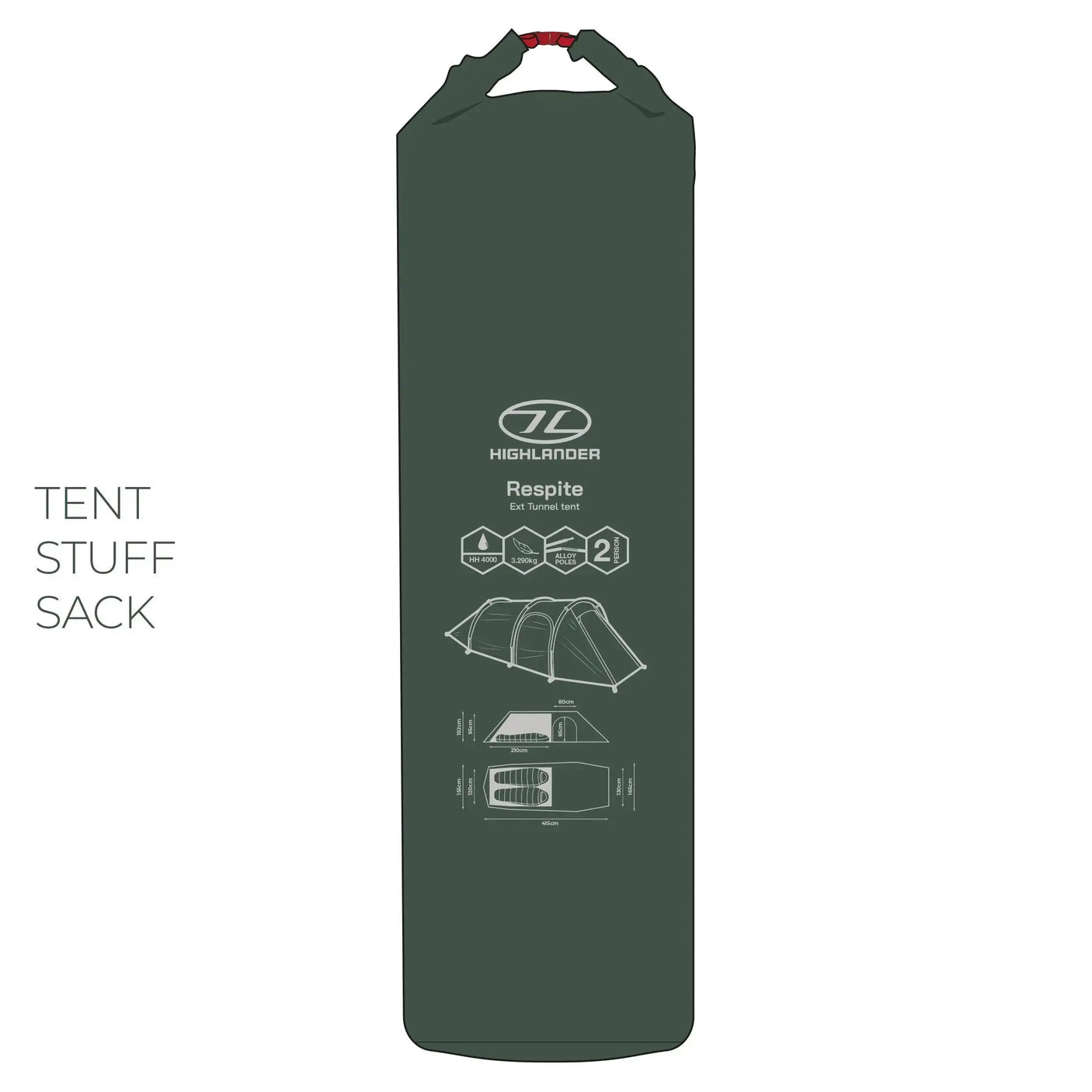 Highlander Forces Respite 2 Person Extended Tunnel Tent Highlander Forces