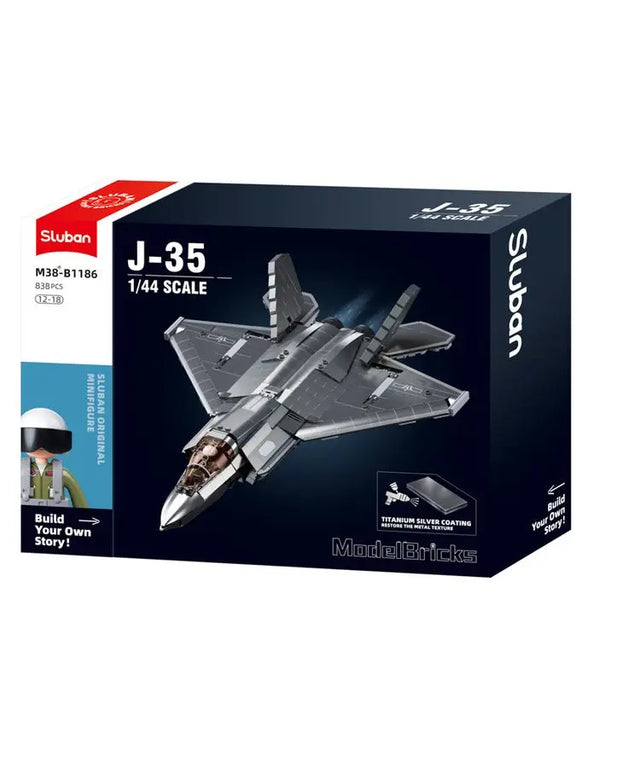 Sluban ModelBricks - J-35S Stealth Aircraft Metal Coated Sluban