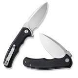 17 cm lång fällkniv med blank finish, knivskaft av svart G10 samt knivstål av D2 med en hårdhet på HRC 59-61. Liner, clip och skruvar är tillverkade av rostfritt stål. Fällkniven är försedd med kullager vilket gör att den är mjuk, lätt, smidig och snabb att öppna.