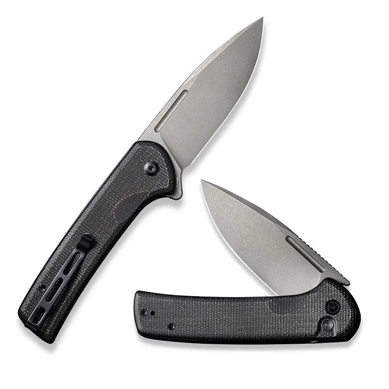 20,6 cm lång fällkniv med knivskaft av svart Micarta och knivstål av Nitro-V med en hårdhet på HRC 59-61. Liner, clip och skruvar är tillverkade av rostfritt stål.