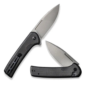 20,6 cm lång fällkniv med knivskaft av svart Micarta och knivstål av Nitro-V med en hårdhet på HRC 59-61. Liner, clip och skruvar är tillverkade av rostfritt stål.
