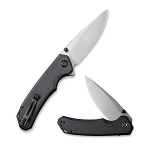 20,2 cm lång fällkniv med knivskaft av svart G-10 och knivstål av 14C28N med en hårdhet på HRC 58-60. Liner, clip och skruvar är tillverkade av rostfritt stål och backspacern är tillverkad av G-10.