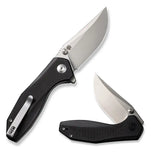 18,1 cm lång fällkniv med knivskaft av svart G-10 och knivstål av 14C28N med en hårdhet på HRC 58-60. Thumb stud, liner, clip och skruvar är tillverkade av rostfritt stål. Designad av Tuffknives, Geoff Blauvelt.