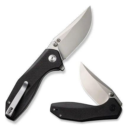 18,1 cm lång fällkniv med knivskaft av svart G-10 och knivstål av 14C28N med en hårdhet på HRC 58-60. Thumb stud, liner, clip och skruvar är tillverkade av rostfritt stål. Designad av Tuffknives, Geoff Blauvelt.
