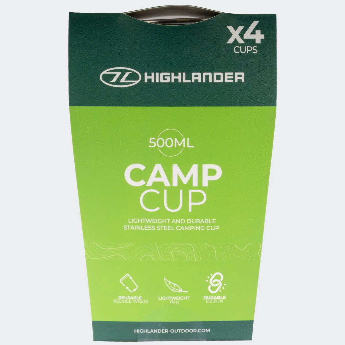 Highlander Stainless Steel Camp Cup 500ml 4-Pack