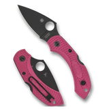 14,2 cm lång fällkniv med handtag av rosa FRN och bladstål av CPM S30V med svart finish. En lättviktskniv, liten, kompakt och smidig med alla funktioner som en fullstor fällkniv har.