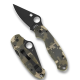 18,4 cm lång fällkniv med handtag av svart G-10. Para 3 är en mindre version av den populära bästsäljaren Para Military 2 och har samma bra egenskaper och samma stilrena layout men är lite kortare. Nu finns Para 3 även med handtag av G-10 camo digital och svart blad.&amp;nbsp;