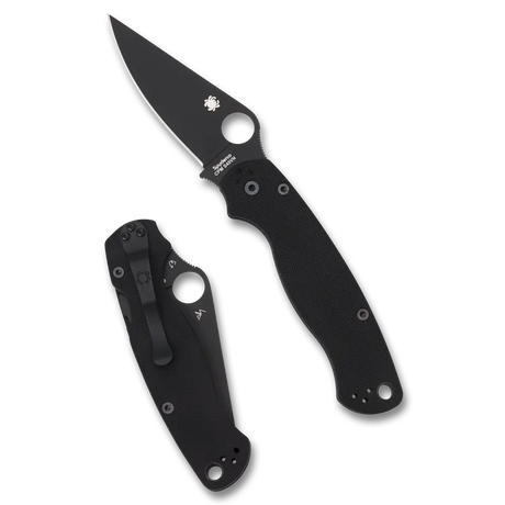 Spyderco Para Military 2 i detta helsvarta utförande är en av världens mest eftertraktade taktiska fällknivar,   byggd för att klara de tuffaste kraven.   Genom att kombinera ett svarteloxerat blad med matchande handtagssidor i G-10 får du en kniv som minimerar reflektioner och levererar pålitlig prestanda i en diskret profil.