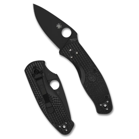 17,5 cm lång fällkniv med handtag av FRN. Mindre version av fällkniven Spyderco Tenacious. Denna modell är en lättviktsvariant med svart blad av originalet