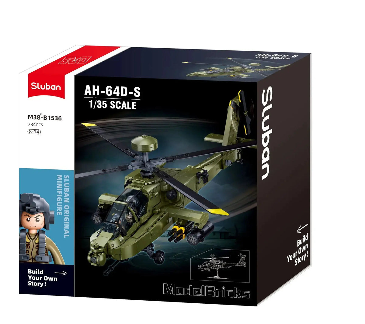 Sluban ModelBricks - AH-64D-S Apache Helicopter Sluban