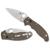 Ny variant av Spydercos populära Manix-serie. Denna variant av Manix har ett knivskaft av brun Micarta, ovanligt för att vara Spyderco, och ett knivstål av CPM CRU-WEAR.Clip: tip-up
