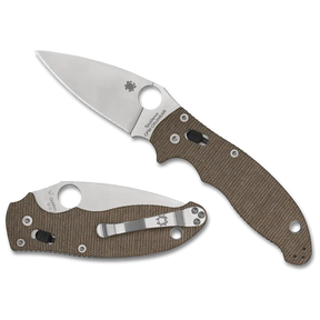 Ny variant av Spydercos populära Manix-serie. Denna variant av Manix har ett knivskaft av brun Micarta, ovanligt för att vara Spyderco, och ett knivstål av CPM CRU-WEAR.Clip: tip-up