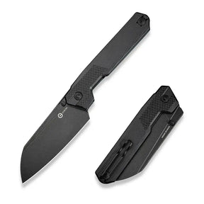 25 cm lång fällkniv med knivskaft av svart G10 och knivstål med svart stentvättad finish av 14C28N med en hårdhet på HRC 57-59. Wire clip, thumb stud och skruvar är tillverkade av rostfritt stål. Denna fällkniv är försedd med kullager vilket gör att den är mjuk, lätt, smidig och snabb att öppna.Clip: Tip-Up Höger/Vänster