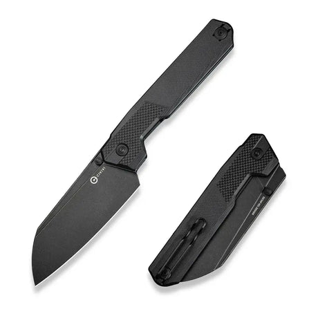25 cm lång fällkniv med knivskaft av svart G10 och knivstål med svart stentvättad finish av 14C28N med en hårdhet på HRC 57-59. Wire clip, thumb stud och skruvar är tillverkade av rostfritt stål. Denna fällkniv är försedd med kullager vilket gör att den är mjuk, lätt, smidig och snabb att öppna.Clip: Tip-Up Höger/Vänster